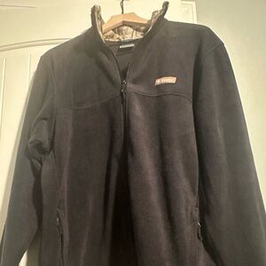 Large Columbia Black and Gray Jacket with Camo Collar